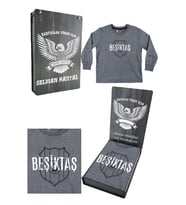 Beşiktaş Orijinal Logo Baskılı Çocuk Sweat Kişiye Özel Hediyelik Ahşap Kutulu (Koyu Gri)