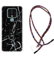 Tecno Camon 16 18P Pova Kılıf Boyun Asklı Rasta Silikon Black Marble 3 1382