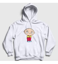 Presmono Unisex Beyaz Stewie Griffin Family Guy Kapüşonlu Sweatshirt 301110tt