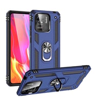 Xiaomi Poco C40 Kılıf Zore Vega Yüzüklü Standlı Zırh Kılıf (Mavi)