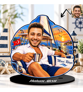 BK Gift Kişiye Özel Tekne Tasarımlı Erkek Karikatür Biblo-1