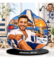 BK Gift Kişiye Özel Tekne Tasarımlı Erkek Karikatür Biblo-1