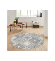 Rovigo Home Dijital Baskı Yıkanabilir Kaymaz Taban Yuvarlak Halı RVG7182 (Gri)