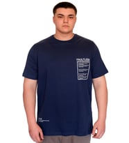 Mode XL Büyük Beden Erkek T-Shirt Bisiklet Yaka FAULTLESS Basklılı U25011 Indigo
