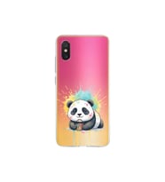 Xiaomi Mi 8 Pro ile Uyumlu Splash Panda Tasarımlı Şeffaf Silikon Kılıf