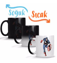 Captain America Splash Art Sihirli Kupa Bardak Porselen