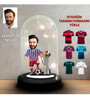 Kişiye Özel İstediğiniz Takım ve İstediğiniz Forma ile  Taraftar Tasarımlı Işıklı Fanus Biblo, Taraftar Hediyesi