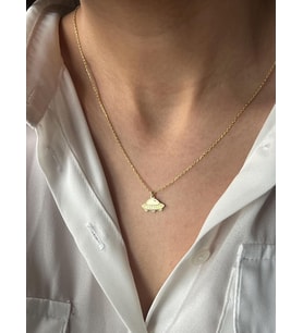 Minimal Ufo Figürlü Kolye 925K Gümüş (Gold)