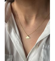 Minimal Ufo Figürlü Kolye 925K Gümüş (Gold)