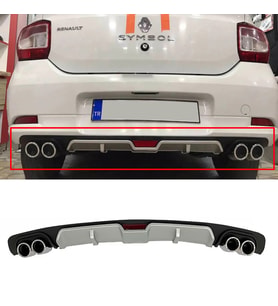 Renault Symbol 3 Gri Difüzör 4 Krom Egzoz Görünümlü Difizör Arka Ek Body Kit 2013-2020