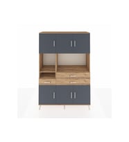 Hyperion Dolap 9 Raflı 3 Çekmeceli 6 Kapaklı 132x44x195 Çam-Antrasit/Çam
