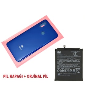 Tkgz Xiaomi Mi 8 Arka Kapak Batarya Pil Kapağı + PİL (CAM) MAVİ