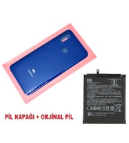 Tkgz Xiaomi Mi 8 Arka Kapak Batarya Pil Kapağı + PİL (CAM) MAVİ