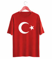 Ay Yıldız Baskılı Kısa Kollu Bisiklet Yaka Tişört 16 yaş - 2 adet