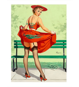 Jartiyerli Pin Up Kadın Desenli Ahşap Tablo