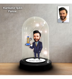 KİŞİYE ÖZEL NARGİLE TASARIMLI IŞIKLI KARİKATÜR FANUS BİBLO FN131