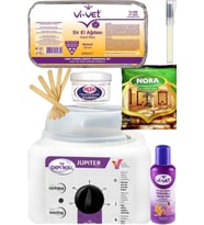 Ağda Isıtıcı Makine 800ml + Vivet Naturel Kalıp Ağda 500ml+ Nora Tüy Dökücü+ Ağda Seti 7 Prç