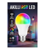 Akıllı RGBW LED Ampul Kumandalı Çok Renkli Wi-Fi Kontrollü 9W