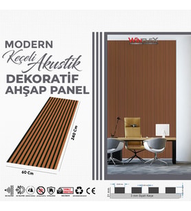 KEÇELİ DEKORATİF AKUSTİK AHŞAP PANEL – BAMBU RENK(60X240CM).