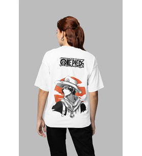 One Piece Baskılı Unisex Oversize Anime Karakter Tişört