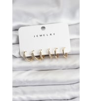 Zirkon Taşlı Gold Renk Pirinç Kadın Küpe Seti TJ-BKP11481