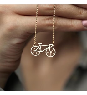 Kişiye Özel Bisiklet Model Kolye 925K Gümüş (Gold)