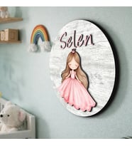 BK Gift Kişiye Özel Çocuk Kapı Süsü ve 30 cm MDF Duvar İsimliği – 3D Kabartmalı Ahşap İsim Tabelası (Model 7)
