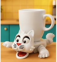 Pawodi Şaşkın Kedi Hareketli Bardak Altlığı  Bardak Konunca Hareket Eden 3D Baskı Coaster  Eğlenceli Masaüstü Dekoru  Beyaz Siyah Pembe Turuncu
