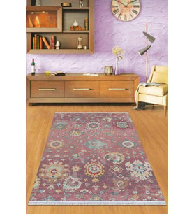Pembe Vintage Dokuma Pamuk Tabanlı Kaymaz Kilim KLM159