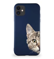 Apple iPhone 11 Soft Premier Kapak Catface Tasarımlı Silikon Kılıf - Lacivert (Şeffaf)