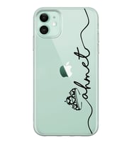 Taçlı İsim Tasarımlı Şeffaf Telefon Kılıfı (Tüm Modeller Mevcuttur)