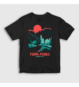 Presmono Unisex Çocuk Siyah Welcome To Twin Peaks T-Shirt 494051tt