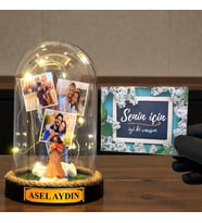 Sizlere Özel Tasarlanacak Led Işıklı Fanus Hediyesi Kişiye Özel Premium Hediye (Model 9)