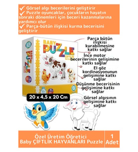 Premium Çocuk El Göz Koordinasyonu Zeka Geliştirici Eğitici Eğlenceli ÇİFTLİK HAYVANLARI Puzzle