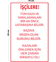 Metal İşçi Uyarı Levhası 15 Cm x 20 Cm Uyarı Levhası Yönlendirme Tabelası