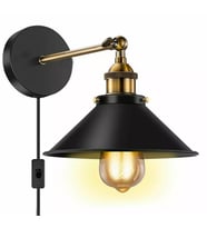 MYLİGHTS RETRO  RUSTİK METAL APLİK MAFSALI APLİK KABLO ANAHTARLI APLİK (Siyah)