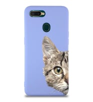 Oppo A12 Uyumlu Lansman Kılıf Catface Tasarımlı İçi Kadife Kapak-Lila (Şeffaf)