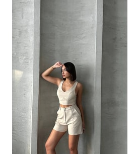 Şortlu keten takım s255014