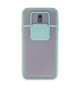 Samsung Galaxy J7 Pro / J730 Kılıf Palm Buzlu Kamera Sürgülü Silikon - Turkuaz