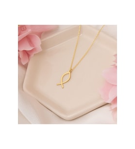 İÇİ BOŞ BALIK GÜMÜŞ KOLYE (Gold)