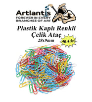 Ataç Renkli Metal Plastik Kaplama 50 Adet Orta Boy 1 Paket Ataş Okul Ofis Belge Düzenleme Paslanmaz Kaplamalı (Karışık)