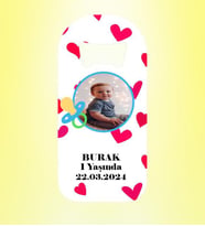 Erkek Bebek Emzikli Resimli Kalp Desenli Magnet Açacak Kişiye Özel
