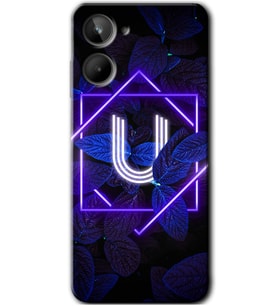 Realme 10 4G Kılıf HD Desen Baskılı Kılıf - Dark Neon Yaprak U Harfi