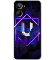 Realme 10 4G Kılıf HD Desen Baskılı Kılıf - Dark Neon Yaprak U Harfi