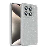 Coverzone Xiaomi 14T Pro ile uyumlu Z-Jelly K?l?f Kamera Korumal? Simli I??lt?l? Renkli Parlak Silikon Kapak - Silver