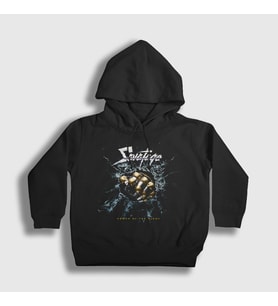 Presmono Unisex Çocuk Siyah Power Of The Night Savatage Kapüşonlu Sweatshirt 551101tt