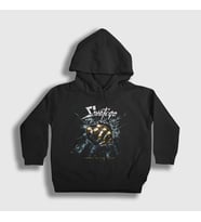 Presmono Unisex Çocuk Siyah Power Of The Night Savatage Kapüşonlu Sweatshirt 551101tt