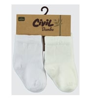 Civil Baby Bebek 2'li Bambu Çorap Set 0-18 Ay Ekru-Pembe (Beyaz)