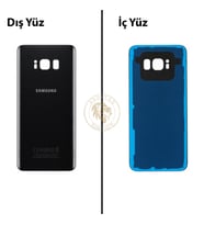 Samsung Galaxy S8 Siyah Renk Arka Kapak Arka Cam Batarya Kapağı Pil Kapağı Lazer Kesim Back Cover Galaxy S8 Uyumlu