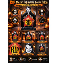 Halloween RIP Mezar Taşı Azrail Folyo Balon 70x110 cm Cadılar Bayramı Parti Ev Dekorasyon Süsü